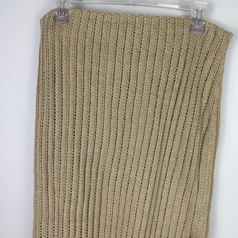 Lauren Ralph Lauren Midi Skirt Women's Beige Linen Rib Knit Pencil Size L NWT - Picture 4 of 12